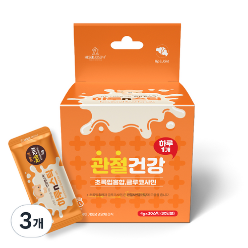 하루n스틱 고양이 영양제 4g x 30p, 3개, 관절건강, 초록잎홍합, 글루코사민