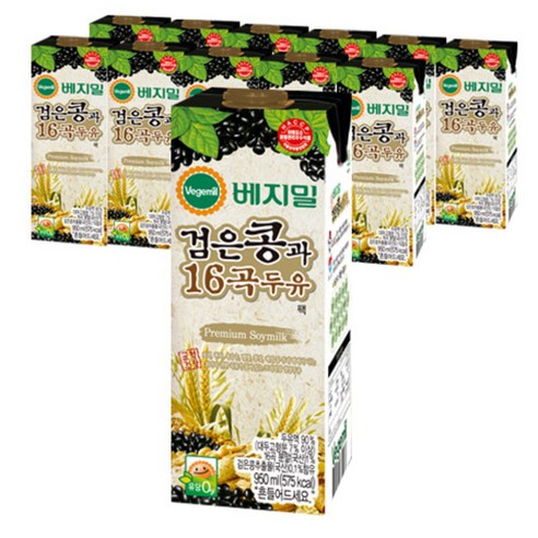 베지밀 검은콩과 16곡 두유 팩, 단품, 950ml