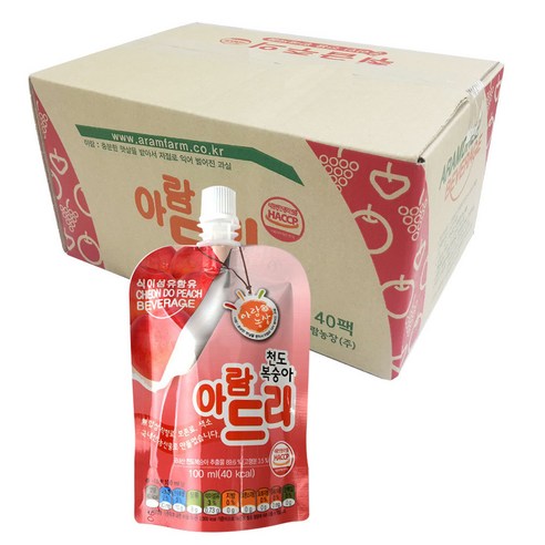 아람농장 아람드리 천도복숭아 주스, 40개, 천도복숭아맛, 40개입, 100ml