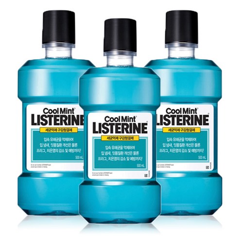 리스테린 쿨민트 세균억제 구강청결제, 500ml, 3개
