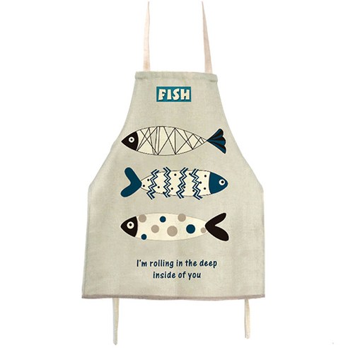리빙조이 피쉬 일러스트 앞치마, 트리플, 1개