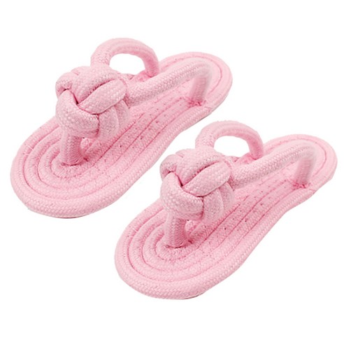 블럭마트 반려동물 장난감 로프 슬리퍼, 핑크, 2개