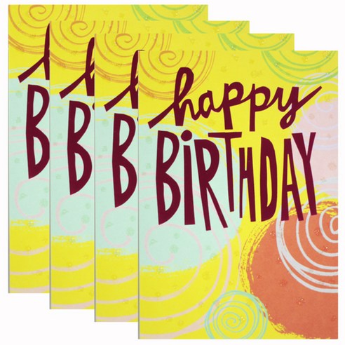 홀마크 생일 축하 카드, HAPPINESS SUV1103, 4개입