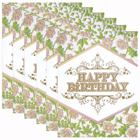 홀마크 생일 축하 카드, 꽃정원 KED2161, 6개입