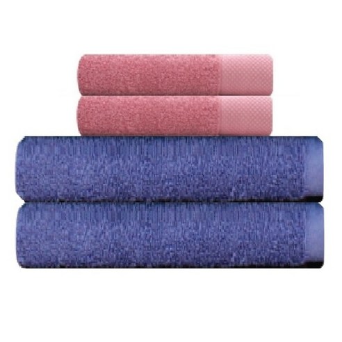 송월 타월 호텔용 바스타월 파랑 2p + 호텔용 140g 타월 2p, 로즈, 1세트
