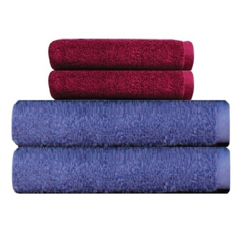 송월 타월 호텔용 바스타월 2p + 호텔용 프리미엄무지 170g 타월 2p, 파랑, 자주, 1세트