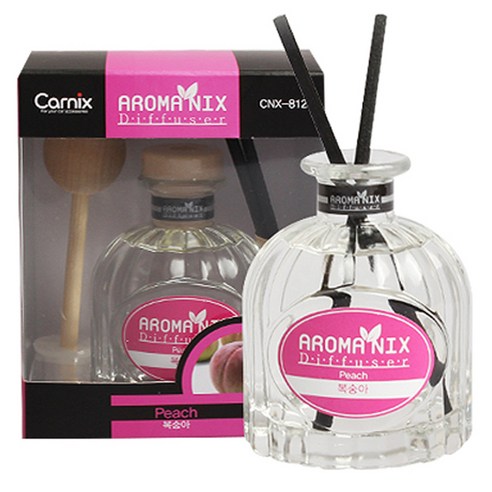 카닉스 아로마닉스 차량용 디퓨저 방향제 우드볼 + 섬유리드스틱 2p, 복숭아, 100ml