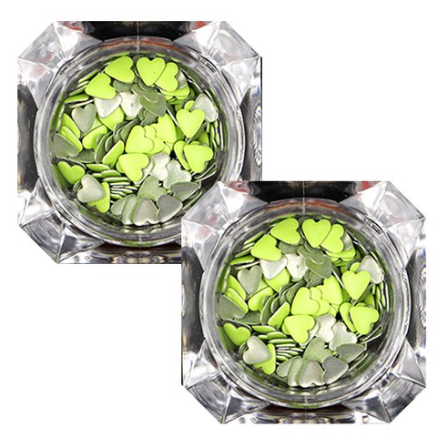 이코디 하트스터드 글리터 4mm, 그린, 2개입