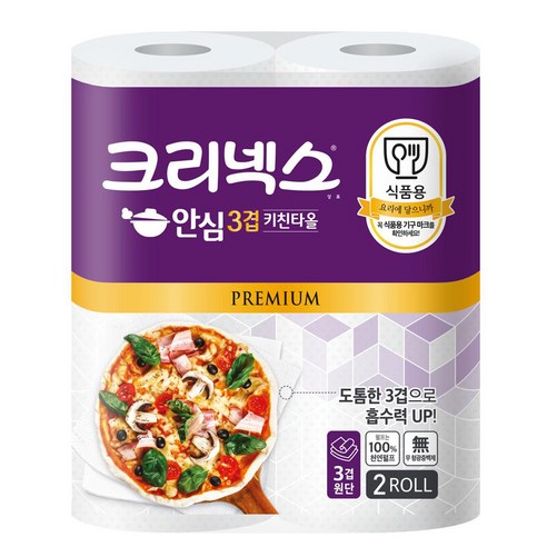 크리넥스 프리미엄 안심3겹 키친타올 150매, 2개입, 1개