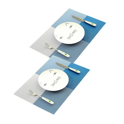 아울리빙 레인보우 식탁매트, 체크블루, 2개입
