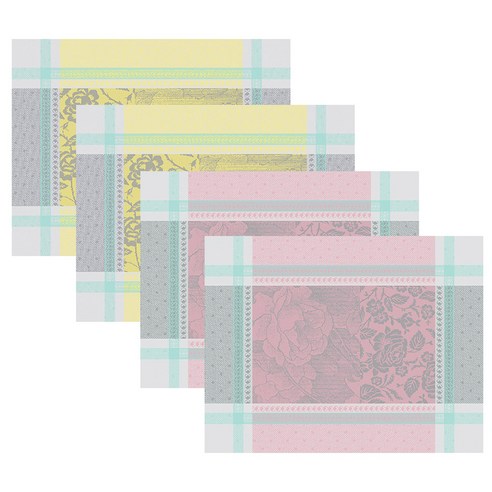 가르니에티보 식탁매트 로맨틱 4p 세트, 옐로우, 핑크, 35 x 45 cm
