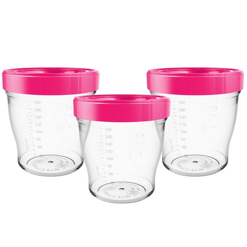 베베락 프리미엄 이유식 밀폐용기 180ml, 핑크, 3개