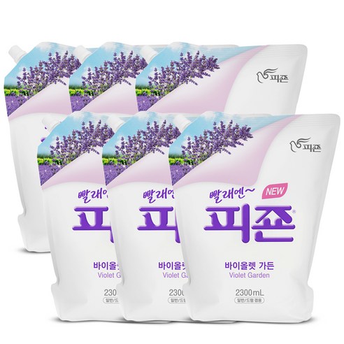 피죤 프리미엄 섬유유연제 바이올렛 가든 리필, 2300ml, 6개