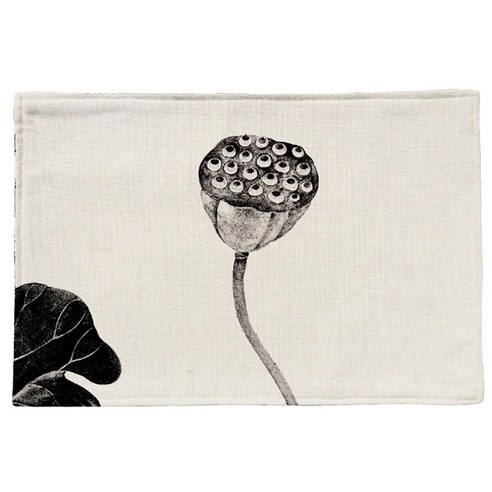 리빙팝 연꽃 수채화 식탁 매트, 7C, 44 x 28 cm