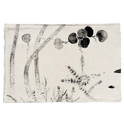리빙팝 연꽃 수채화 식탁 매트, 3C, 44 x 28 cm