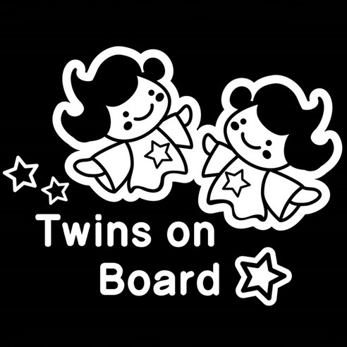 조아애드 자동차 경고 데코 스티커, Twins on Board, 1개