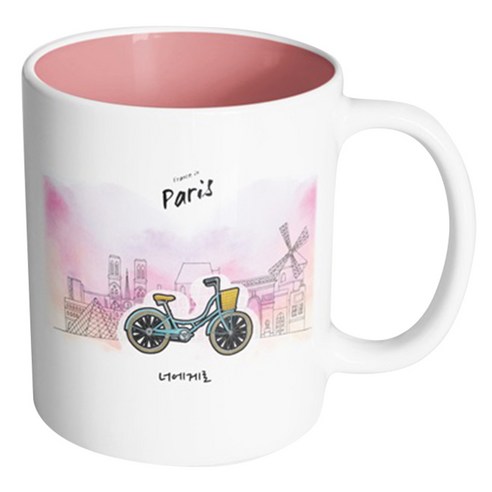핸드팩토리 도시감성 자전거 머그컵, 내부 파스텔 핑크, 1개