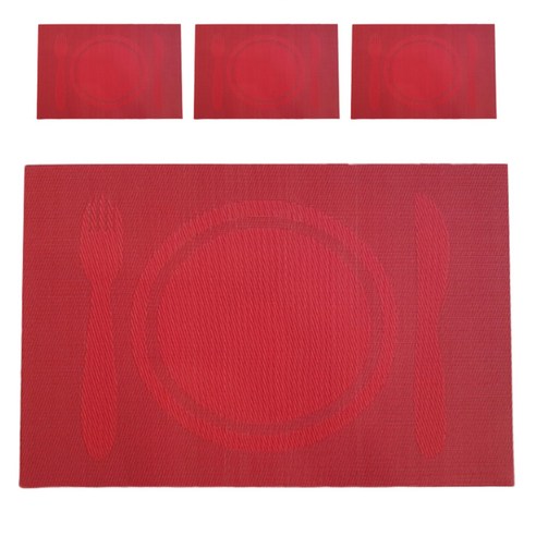 아리코 O 키친 식탁매트 수저 4P, 레드, 45 x 30 cm