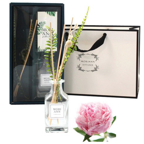 모리앤 보타니컬 스타일 디퓨저 100ml 세트 + 쇼핑백, 피오니 블러쉬 스웨이드, 1세트