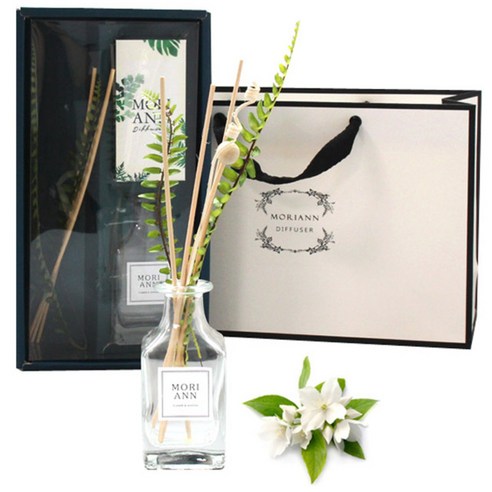 모리앤 보타니컬 스타일 디퓨저 100ml 세트 + 쇼핑백, 화이트 쟈스민 앤 민트, 1세트