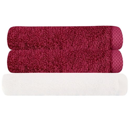 송월타월 피안느타월 40수 170g 2p + 모던바스타월, 피안느타월 (진분홍), 바스타월 (하얀색), 1세트
