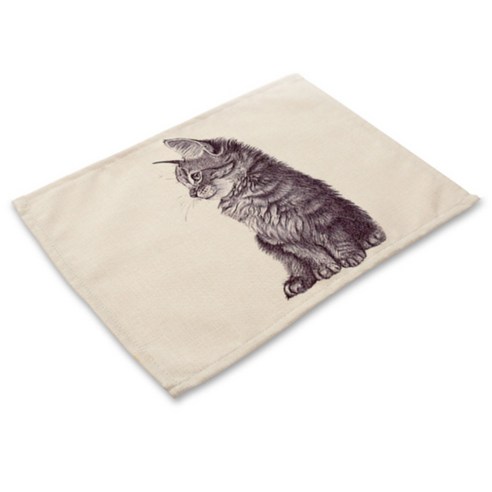 비케이 평화로운 고양이 식탁 매트, 2, 가로 42cm x 세로 32cm