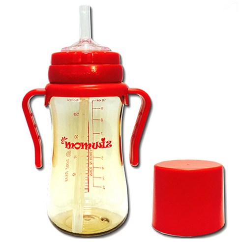 맘위즈 PPSU 젖병 호환 빨대컵 300ml, 레드, 1개