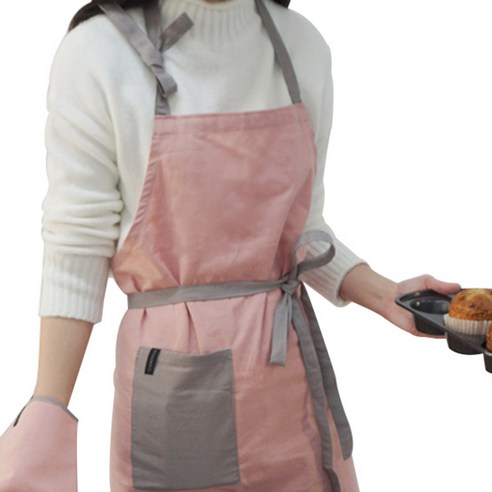 끌래망스 오색 린넨 투톤 앞치마, 인디핑크, 1개