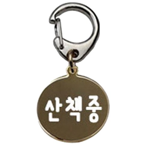 펫츠룩 산책용 하네스 키링 원형골드 산책중, 1개
