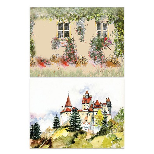 로엠디자인 실리콘 식탁매트 2p 가든, 가든, 성풍경, 385 x 285 mm