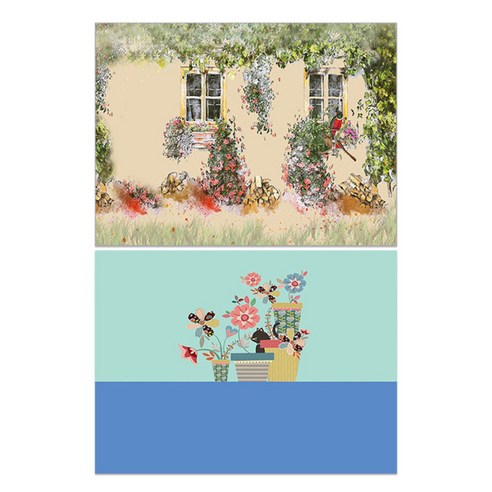 로엠디자인 실리콘 식탁매트 2p 가든, 가든, 꽃속고양이(1), 385 x 285 mm