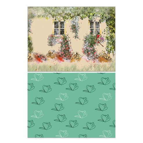 로엠디자인 실리콘 식탁매트 2p 가든, 가든, 목련3(그린), 385 x 285 mm