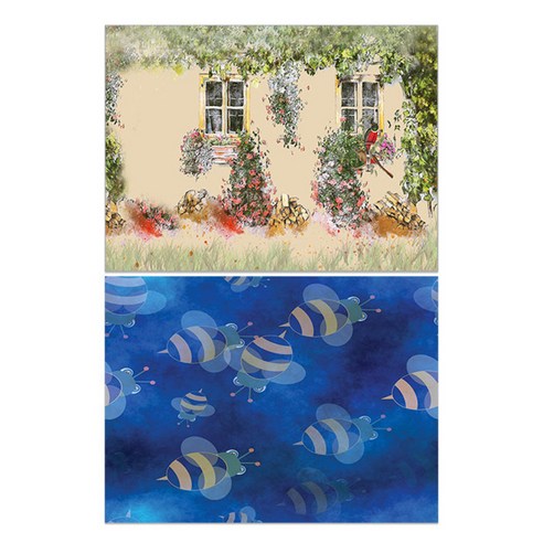로엠디자인 실리콘 식탁매트 2p 가든, 가든, 꿀벌, 385 x 285 mm