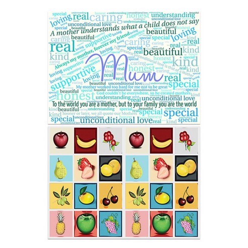로엠디자인 실리콘 식탁매트 2p mom, mom, 과일, 385 x 285 mm