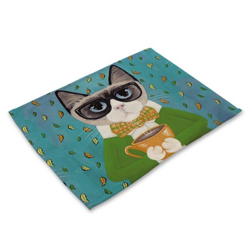 비케이 고양이 의인화 식탁매트, 4, 가로 42cm x 세로 32cm