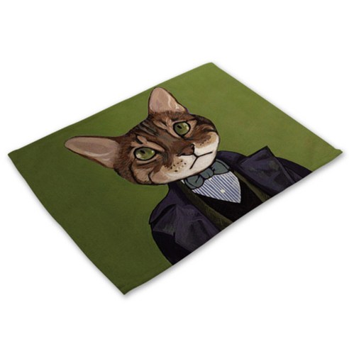 비케이 고양이 의인화 식탁매트, 22, 가로 42cm x 세로 32cm