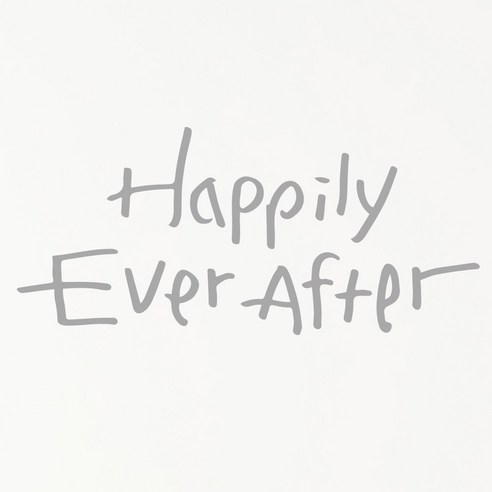 1AM 캘리그라피 인테리어 포인트 스티커 Happily Ever After, 은색