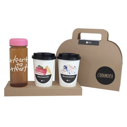 1AM 쥬뗌므 블랜딩 프리미엄 차세트 분홍뚜껑, 보틀 + 스티커 Heart to H + 루비 캐모마일 3p + 얼그레이 블라썸 3p + 크라프트 Coramdeo, 1세트