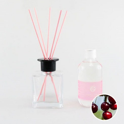 아로마홈 심플디퓨져 200ml 세트 핑크스틱, 블랙체리
