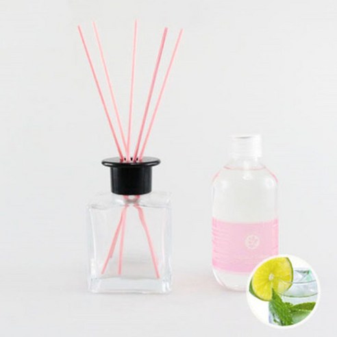 아로마홈 심플디퓨져 200ml 세트 핑크스틱, 라임바질