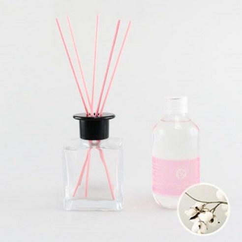 아로마홈 심플디퓨져 200ml 세트 핑크스틱, 화이트코튼