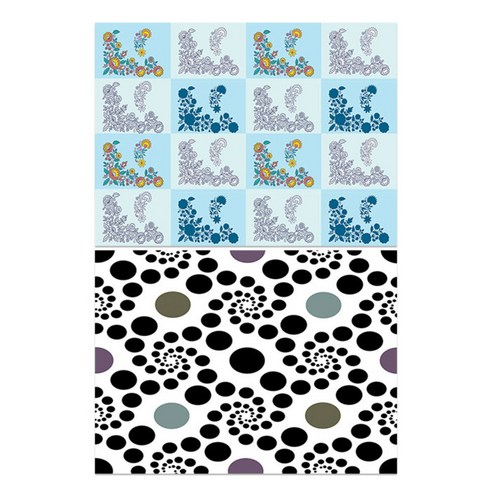 로엠디자인 실리콘 식탁매트 꽃패턴블루 + 동굴이, 혼합 색상, 385 x 285 mm