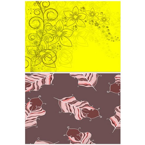 로엠디자인 실리콘 식탁매트 2p세트, 꽃향기(노랑), 깃털(보라), 385 x 285 mm