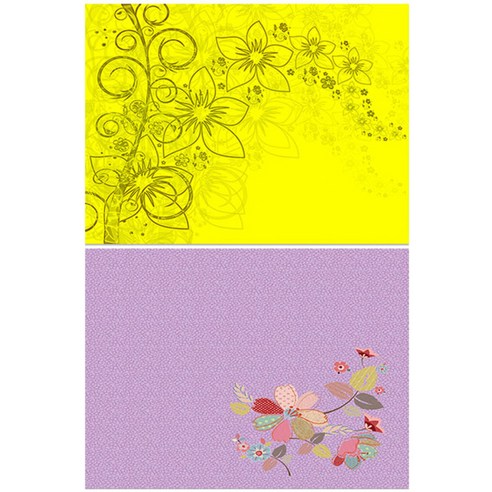 로엠디자인 실리콘 식탁매트 2p세트, 꽃향기(노랑), 꽃가지(2), 385 x 285 mm