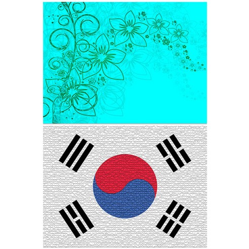 로엠디자인 실리콘 식탁매트 2p세트, 꽃향기(민트) + 태극기, 385 x 285 mm