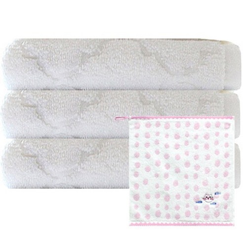 송월타월 세인트폴 타월 180g 3p + 고양이 핸드타월 분홍, 화이트, 1세트