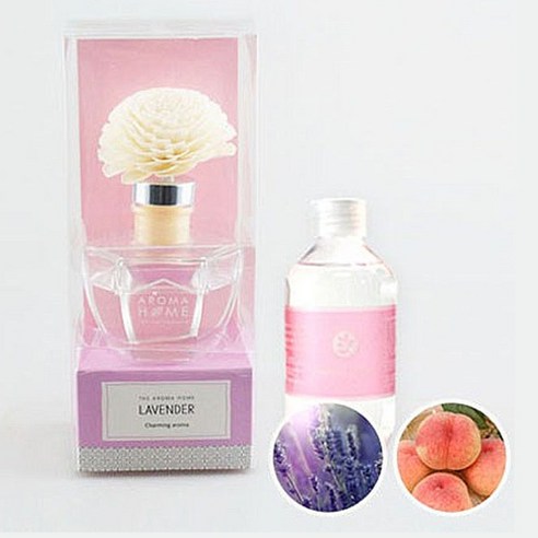 아로마홈 솔라 디퓨져 + 디퓨져 리필 용액 200ml, 본품(라벤더), 리필(스위트 피치)