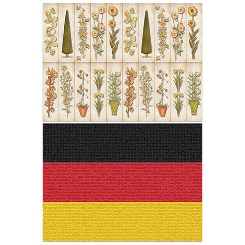 로엠디자인 실리콘 식탁매트 꽃패턴 가든 + 독일국기, 혼합 색상, 385 x 285 mm