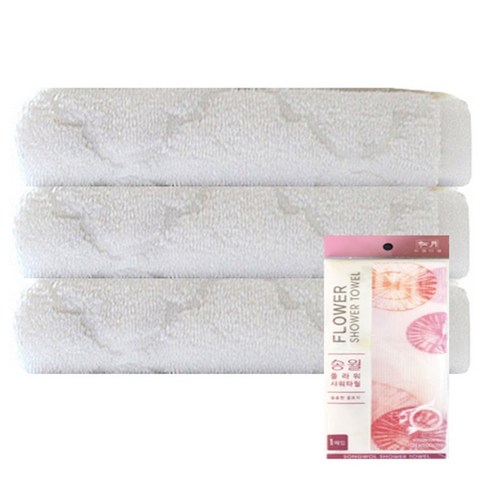 송월타월 세인트 폴 180g 3p + 플라워 샤워타월 프레쉬 주황, 화이트, 1세트