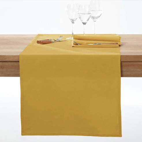라흐두뜨 무지 얼룩방지 테이블 러너, yellow, 45 x 150 cm